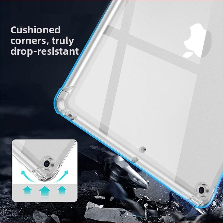 Ochranný kryt na iPad, priehľadný TPU, ochrana na 4 rohoch pri páde, proti otlačkom prstov, kompatibilný s Apple iPad