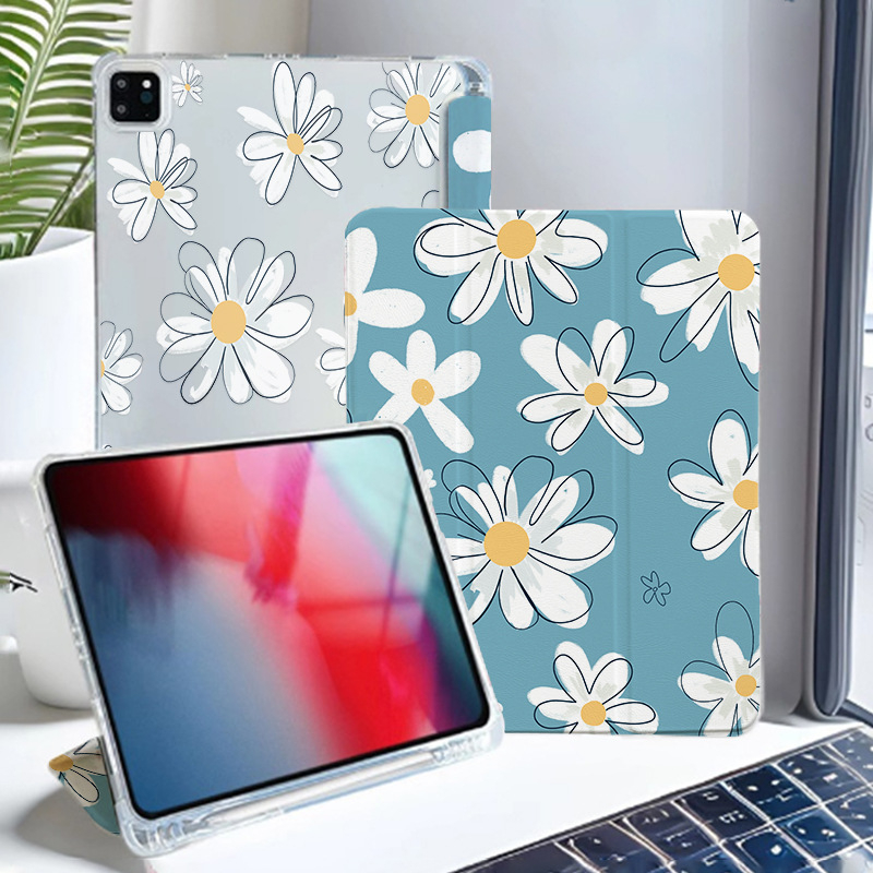 Maska za iPad s magnetskim zatvaranjem, cvjetni uzorak, trodijelni stalak, kompatibilna s iPad 7.–10. generacije