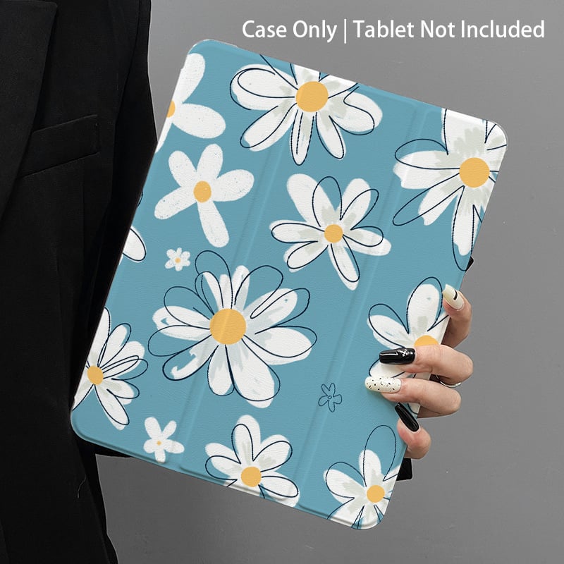 Maska za iPad s magnetskim zatvaranjem, cvjetni uzorak, trodijelni stalak, kompatibilna s iPad 7.–10. generacije