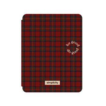 Ochranný kryt na iPad s plaid heart vzorom, akryl, vyvýšená textura, slot na pero, stojan