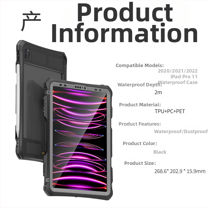 Red Pepper vodotesný ochranný obal pre iPad Pro 11 palcov (2020–2022) – štíhly, nárazuvzdorný, kompletná ochrana