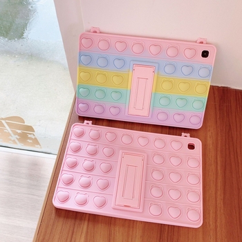 Silikónový obal na iPad s otočnou oporou na držanie a dizajnom s bublinkami, zadný kryt, kompatibilný s iPad 2/3/4, iPad Air, iPad Mini a iPad Pro