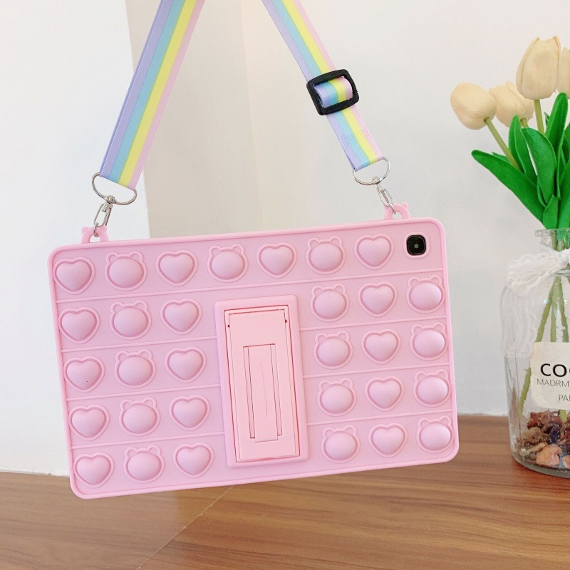 Silikónový obal na iPad s otočnou oporou na držanie a dizajnom s bublinkami, zadný kryt, kompatibilný s iPad 2/3/4, iPad Air, iPad Mini a iPad Pro