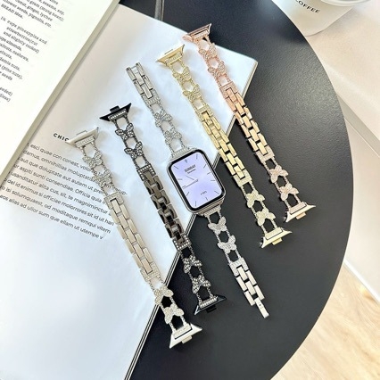14 mm metalni kaiš s leptirovim dizajnom i dijamantima za Apple Watch, kompatibilan s Apple, Xiaomi Mi Band i Huawei