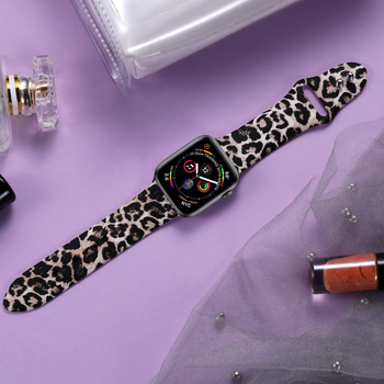 Silikonska narukvica za Apple Watch s leopard uzorkom, LMDO, modni stil, dvostruka kopča