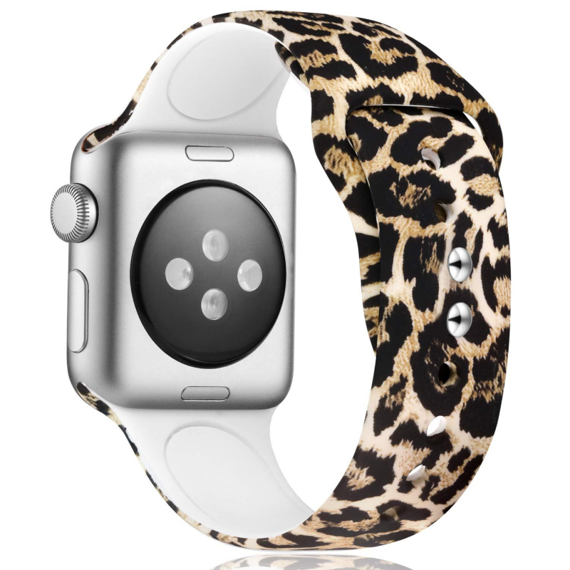 Silikonska narukvica za Apple Watch s leopard uzorkom, LMDO, modni stil, dvostruka kopča
