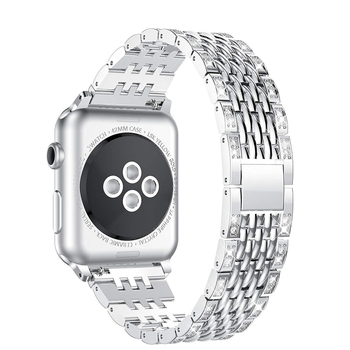 Apple Watch каишка от сплав Hongming, с седем мъниста и две реда диамантени мъниста, в стил сладка принцеса Chanel фея