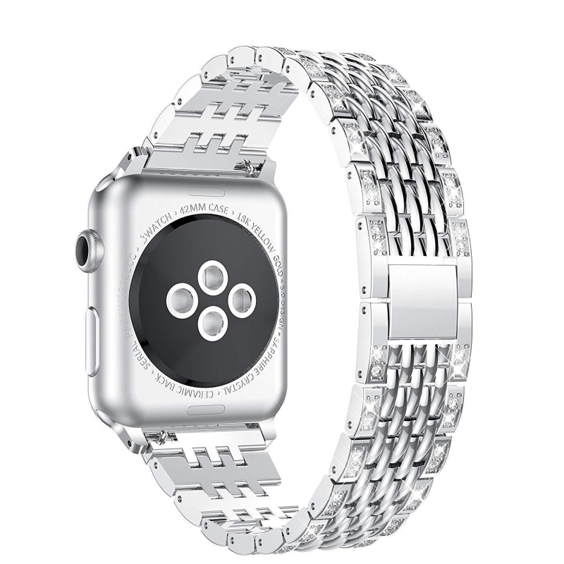 Apple Watch каишка от сплав Hongming, с седем мъниста и две реда диамантени мъниста, в стил сладка принцеса Chanel фея