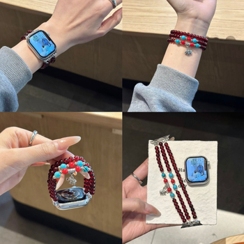 Λουρί Apple Watch S10 με γυάλινα χάντρες, ελαστικός, με αγκράφα, 23 g