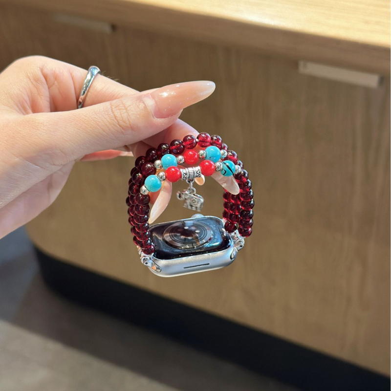 Λουρί Apple Watch S10 με γυάλινα χάντρες, ελαστικός, με αγκράφα, 23 g