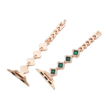 Μεταλλικός ιμάντας Apple Watch με διακοσμητικά λίθων, συμβατός με σειρές 6–8, 14 mm συνδεσμός, κούμπωμα snap