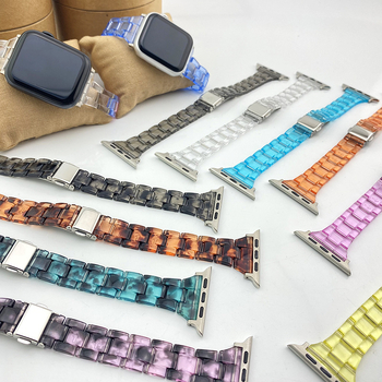 Remen za pametni sat od akrilne plastike sa tri perle, s preklopnom kopčom, kompatibilan s Apple Watch Series 7, Huawei i Samsung Galaxy Watch3 Pro/GT2