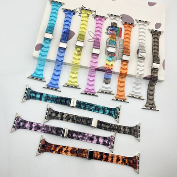 Remen za pametni sat od akrilne plastike sa tri perle, s preklopnom kopčom, kompatibilan s Apple Watch Series 7, Huawei i Samsung Galaxy Watch3 Pro/GT2