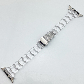 Remen za pametni sat od akrilne plastike sa tri perle, s preklopnom kopčom, kompatibilan s Apple Watch Series 7, Huawei i Samsung Galaxy Watch3 Pro/GT2