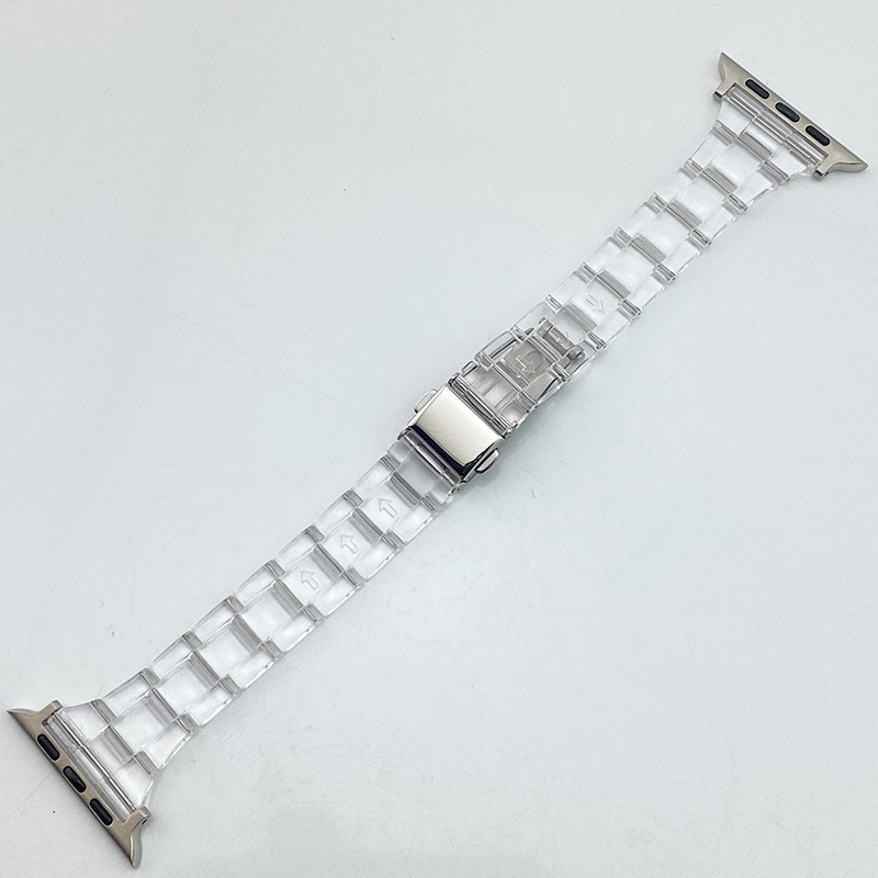 Remen za pametni sat od akrilne plastike sa tri perle, s preklopnom kopčom, kompatibilan s Apple Watch Series 7, Huawei i Samsung Galaxy Watch3 Pro/GT2