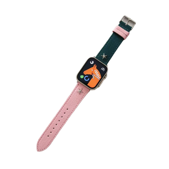Remen za Apple Watch od denima, dvostruki krug šivanja zvijezda i leptir kopčom
