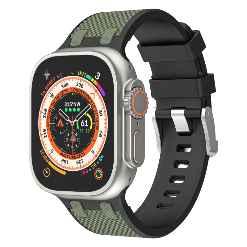 Silikonski remen za Apple Watch s uzorkom hrasta, kompatibilan sa Series 1–9, poslovni stil