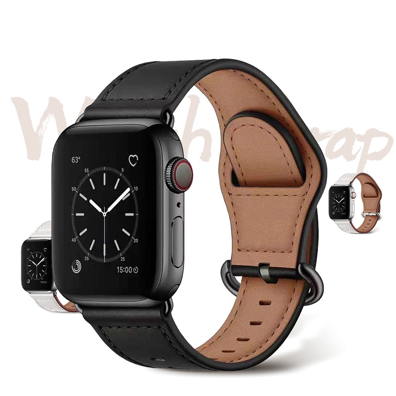 Phadi curea de ceas din piele naturală pentru Apple, Huawei, FB și Xiaomi – găuri japoneze, cataramă semicerc, stil fashion, înlocuire clasică