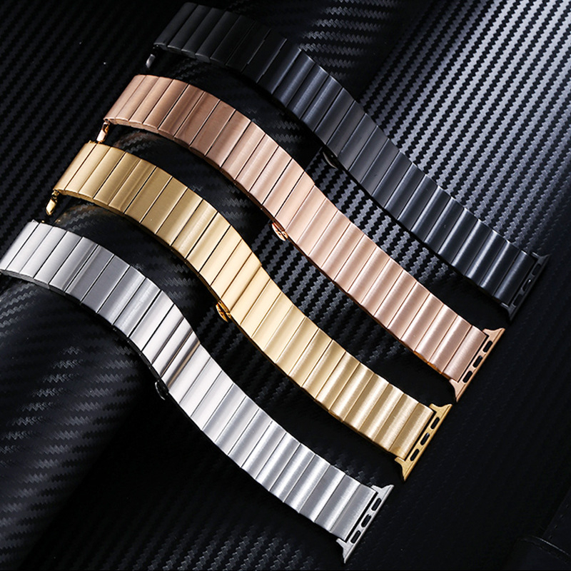 Brățară metalică pentru Apple Watch cu închidere tip fluture, stil simplu, compatibilă cu Apple Watch, lansare ianuarie 2022