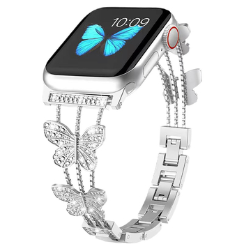 Metalni kaiš za Apple Watch s motivom leptira, kompatibilan sa svim serijama.