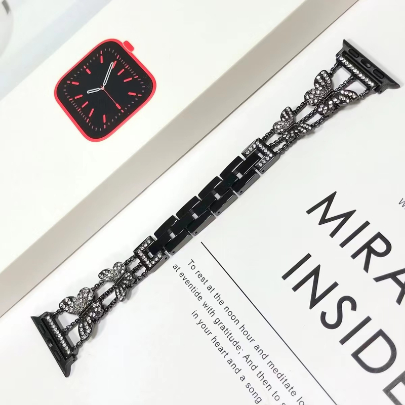 Metalni kaiš za Apple Watch s motivom leptira, kompatibilan sa svim serijama.