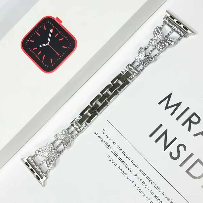 Metalni kaiš za Apple Watch s motivom leptira, kompatibilan sa svim serijama.