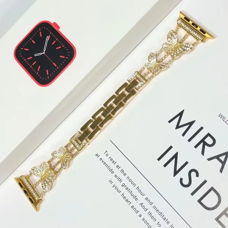 Metalni kaiš za Apple Watch s motivom leptira, kompatibilan sa svim serijama.