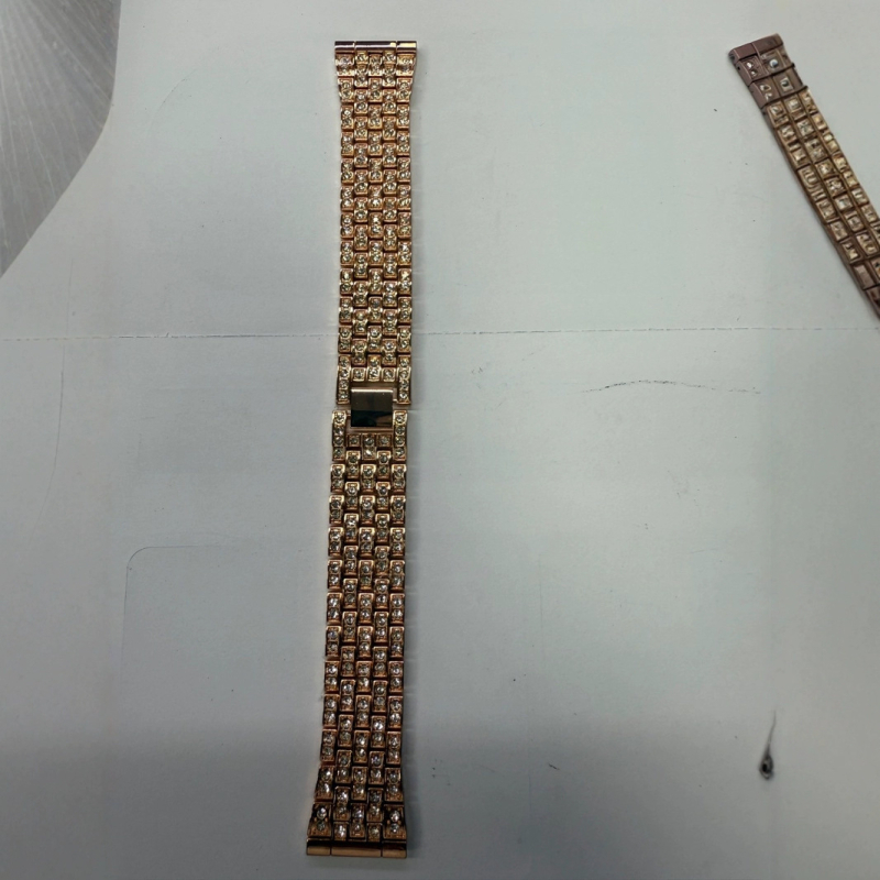 Τριμελής μεταλλική λουράκα ρολογιού με διαμάντια για Apple Watch SE, κούμπωμα με κουμπί snap