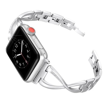 Brățară metalică Apple Watch cu diamant pentru Seria 5/SE/6 — Jun Hong Mei, stil de relaxare