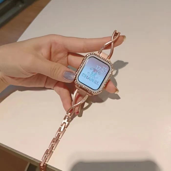 Brățară metalică Apple Watch cu diamant pentru Seria 5/SE/6 — Jun Hong Mei, stil de relaxare