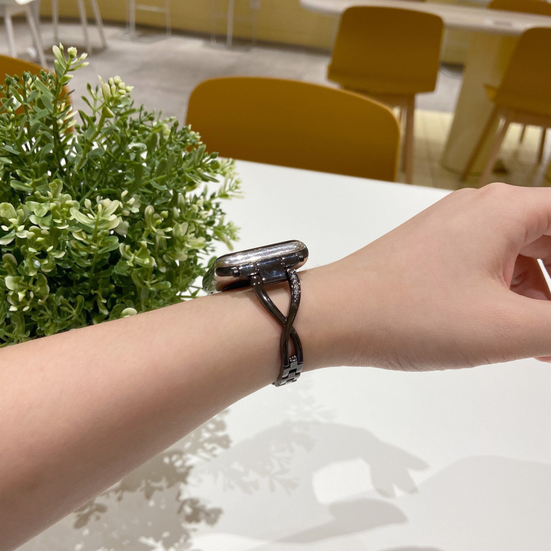 Brățară metalică Apple Watch cu diamant pentru Seria 5/SE/6 — Jun Hong Mei, stil de relaxare