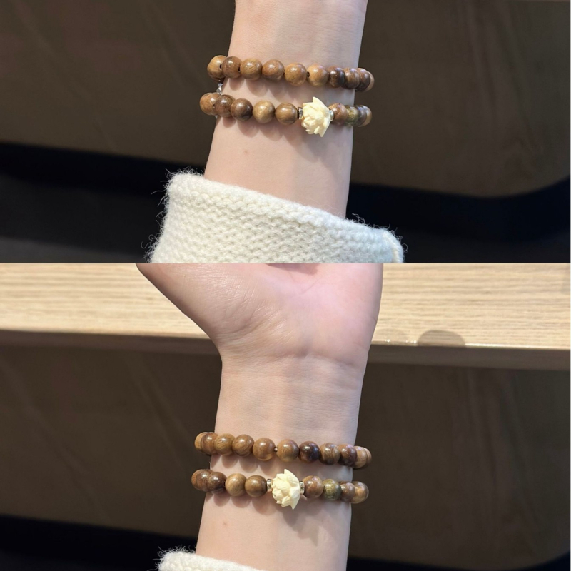Narukvica za Apple Watch S10 s koralima od zelenog sandalovog drveta, elastična traka za muškarce i žene