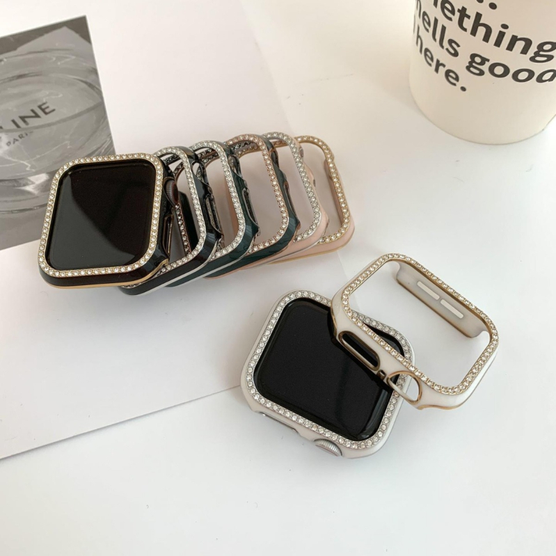 Zaštitni kućište od smole s porcelinastim točkicama za Apple Watch (kompatibilno s Apple Watch; materijal: smola; prilagodljiva veličina sučelja)