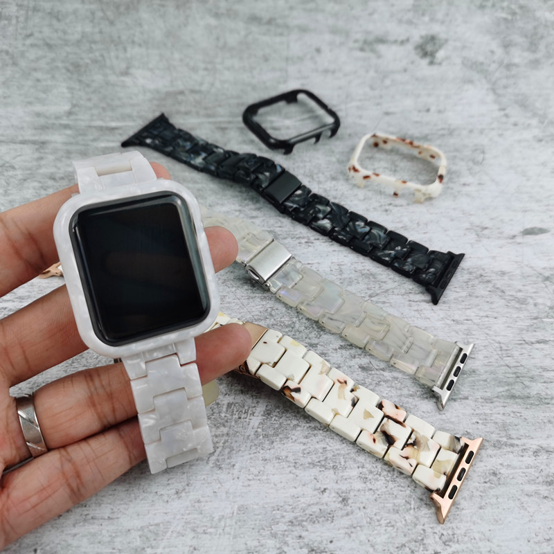 Remen Apple Watch od smole, akrilna smolna traka s sklopivom kopčom od nehrđajućeg čelika