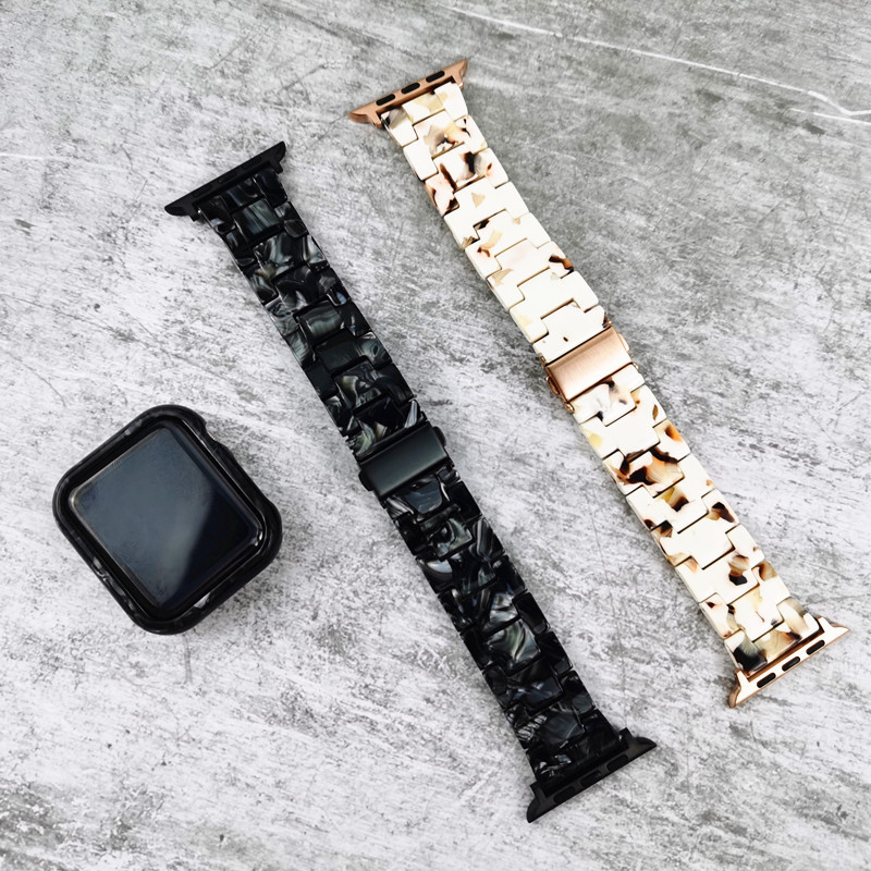 Remen Apple Watch od smole, akrilna smolna traka s sklopivom kopčom od nehrđajućeg čelika