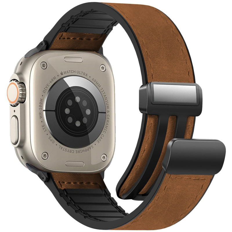 Remen Apple Watch 22 mm za generacije 1–9, silikon koža s teksturom Crazy Horse, magnetska kopča