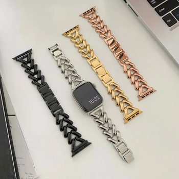 Remen Apple Watch tvrtke Wild Donkey — metal, modni stil, denim lanac i herringbone uzorak, kompatibilan s iWatch 5678