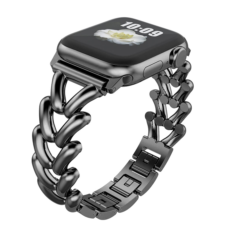Remen Apple Watch tvrtke Wild Donkey — metal, modni stil, denim lanac i herringbone uzorak, kompatibilan s iWatch 5678