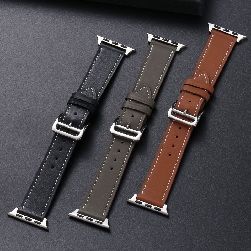 Brățară Apple Watch din piele de vițel naturală | Jiashi, unisex, stil elegant-lux, pentru deplasări urbane, Iarna 2023