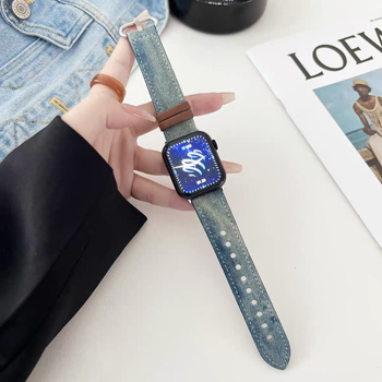 Narukvica za Apple Watch od denima s tie-dye uzorkom, ženska verzija, 22 mm, kopča na pin, moderan stil