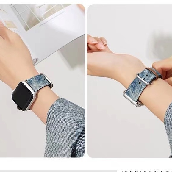 Narukvica za Apple Watch od denima s tie-dye uzorkom, ženska verzija, 22 mm, kopča na pin, moderan stil