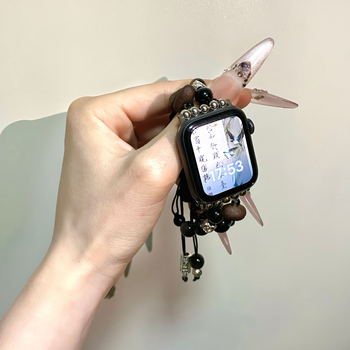 Bitter Coffee DIY náramok pre Xiaomi Mi Band 8 Pro, 9 Pro a NFC hodinky – kryštálové korálky, zapínanie s jednou slučkou