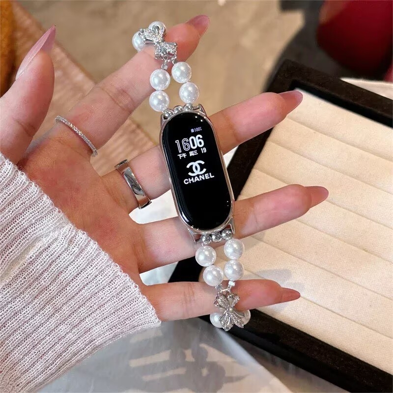 Brățară metalică Pearl Premium pentru Xiaomi Mi Band 9/9 Pro și Mi Band 10 – versiune feminină