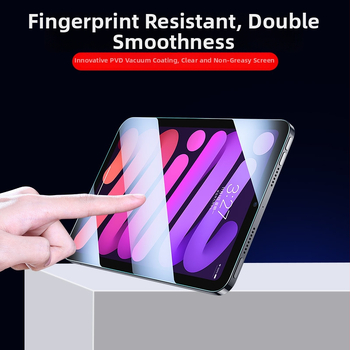 Priekšējais stikla ekrāna aizsargs iPadam — HD skaidrums, pret pirkstu nospiedumu, izturīgs pret krišanu, pilns ekrāna pārklājums, 2.5D mala, 4 stundu kalšana