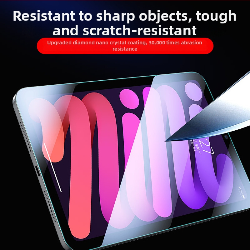 Priekšējais stikla ekrāna aizsargs iPadam — HD skaidrums, pret pirkstu nospiedumu, izturīgs pret krišanu, pilns ekrāna pārklājums, 2.5D mala, 4 stundu kalšana