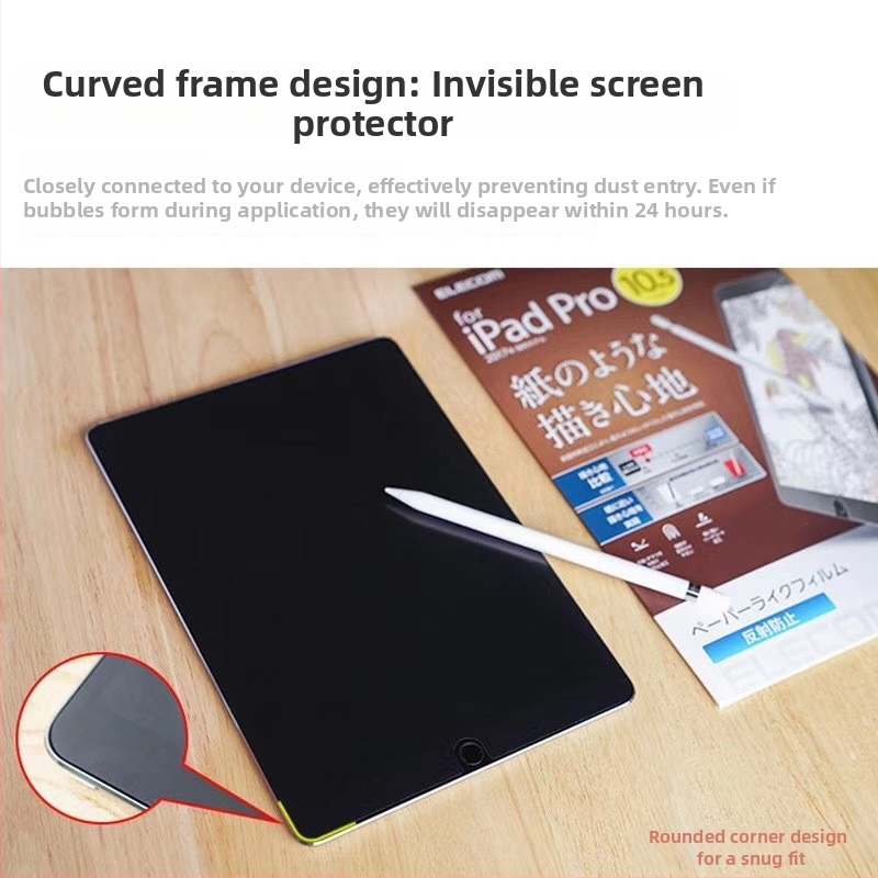 iPad ar papīra tipa plēvi rakstīšanai un zīmēšanai – ultra plāns, matēts virsmas, priekšējā ekrāna aizsargs un pilna korpusa aizsardzība ar neredzamu izliektu rāmi