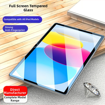 Kalcētā stikla priekšējā ekrāna aizsargs Apple iPad modeļiem, ieskaitot iPad 10. paaudzi, Air 4/5, Pro 11, Mini 6 un 12.9 — HD skaidrība, izturīgs pret lūzumiem, anti‑pirkstu nospiedumiem