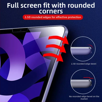 Kalcētā stikla priekšējā ekrāna aizsargs Apple iPad modeļiem, ieskaitot iPad 10. paaudzi, Air 4/5, Pro 11, Mini 6 un 12.9 — HD skaidrība, izturīgs pret lūzumiem, anti‑pirkstu nospiedumiem