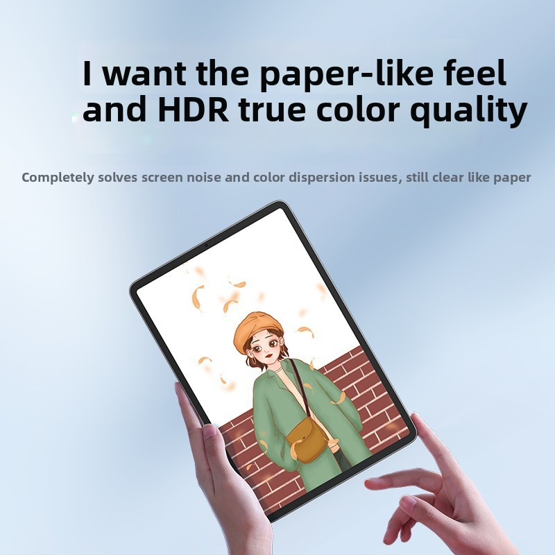 iPad ekrāna aizsargs papīra stilā, PET materiāls, priekšējais films, matēts pārklājums, pret krišanu, pilns ekrāna segums