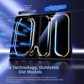 Ochranný film z tvrdeného skla na obrazovku pre iPad Air 6 a iPad Pro (2018–2022) – vysoké rozlíšenie, anti-otlačky prstov, anti-modré svetlo